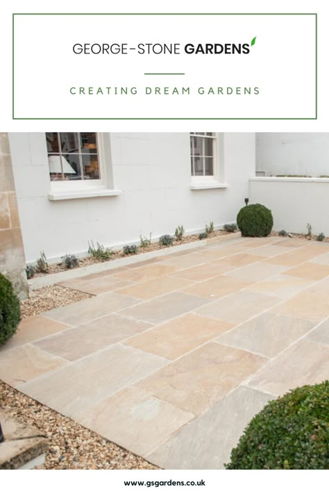 Natural Sandstone Paving, Verandah Paving Ideas, Natural Paving Stones, Limestone Paving Patio, Cottage Paving Ideas, Cotswold Patio Ideas, Small Courtyard Paving Ideas, Garden Tiling Ideas, Patio Slabs Ideas Natural Stones