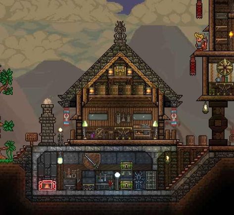 Terraria Base Ideas Simple, Terraria Small House Ideas, Terraria House Design Simple, Terraria Storage, Terraria Storage Room, Terraria House Ideas Simple, Storage Room Ideas, Terraria Castle, Wood Desk Plans