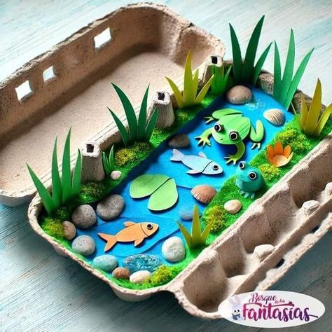 Ecosystem Project, Paper Flower Letters, Leaf Print Art, Animal Habitat, Creative School Project Ideas, Art Program, Painting Birthday, Vbs 2024, Egg Carton Crafts