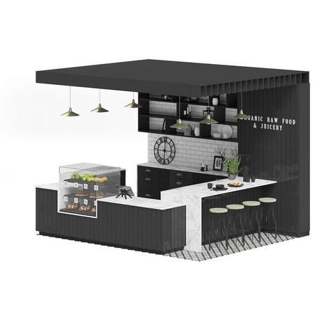 Beverage Display, Coffee Kiosk, Custom Display Case, Store Shelves Design, Container Cafe, Glass Showcase, Small Bars, Small Bar, Kiosk Design