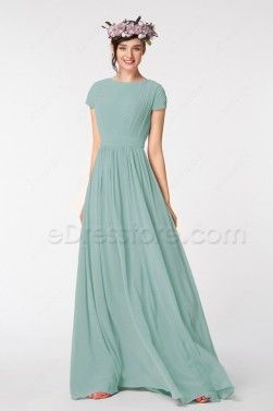 eDresstore | Evening Dress Collection, New York Sage Green Long Dress With Sleeves, Dusty Sage Green Bridesmaid Dresses Modest, Modest Girls Dresses, Modest Long Dresses, Women Party Dresses, Cocktail Dress Style, Modest Formal Dresses, Feminine Clothing, Long Sleeve Bridesmaid Dress