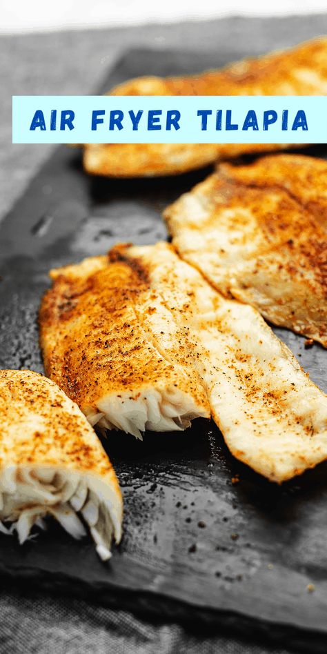 Low Fat Air Fryer Recipes, Cooking Tilapia, Air Fryer Tilapia, Weight Watchers Air Fryer, Lemon Pepper Tilapia, Air Fried Fish, Air Fryer Cooking, Air Fryer Fish Recipes, Tilapia Recipe