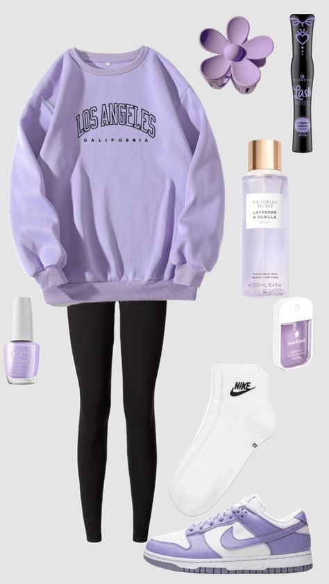 Lavender Outfit, Nike Shoes Women Fashion, Cute Nike Outfits, Purple Fits, Casual Outfits For Teens, Casual Preppy Outfits, Trendy Outfits For Teens, Purple Outfits