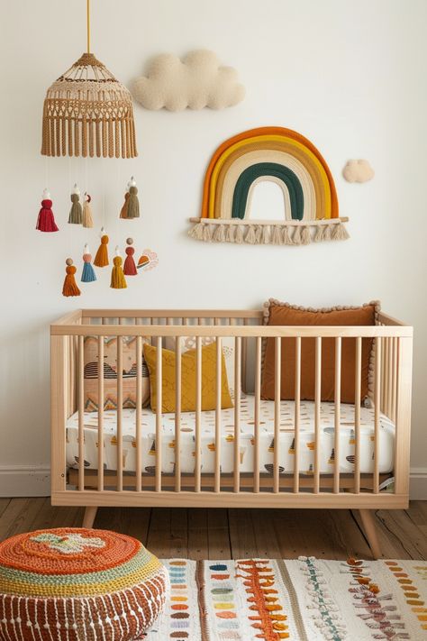 15 Tips for Creating a Boho Nursery Decor – Everyday Inspo Minimalist Nursery Ideas, Eclectic Baby Nursery, Colourful Nursery, Colorful Nursery Decor, Boho Nursery Girl, Boho Chic Nursery, Boho Baby Nursery, Boho Baby Room, Newborn Room