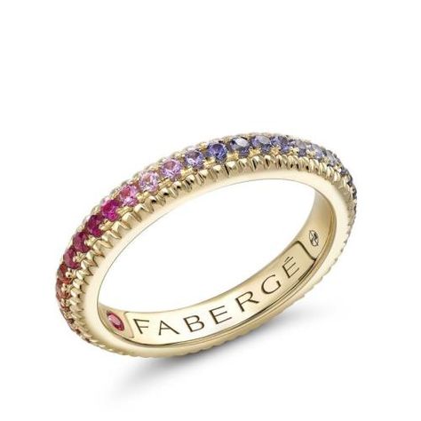 Fine Jewellery Rings | FABERGÉ Charms Pandora, Rainbow Sapphires, Rainbow Gemstones, Orange Sapphire, Love Ring, Multi Stone, White Diamonds, Pink Sapphire, Gemstone Colors