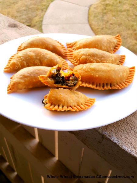 Whole Wheat Empanadas - Samosa Street Whole Wheat Empanadas, Vegan Samosa Pie, Vegetarian Empanada Filling, Air Fryer Empanadas Skinnytaste, Veg Samosa Filling, Food Truck Menu, Coconut Chutney, Whole Wheat Pasta, Dried Mangoes