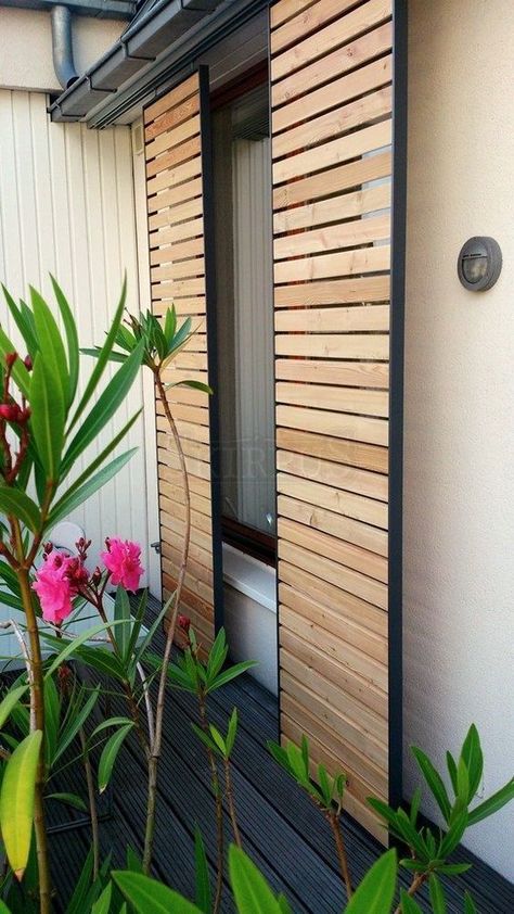 Exterior Blinds Outdoor, Wooden Window Shutters Exterior, Outdoor Shutter Ideas, Outside Shutters For Windows, Sliding Window Shutters, Modern Shutters Exterior, Exterior Shutters Ideas, Outside Window Shutters, Outdoor Window Shutters