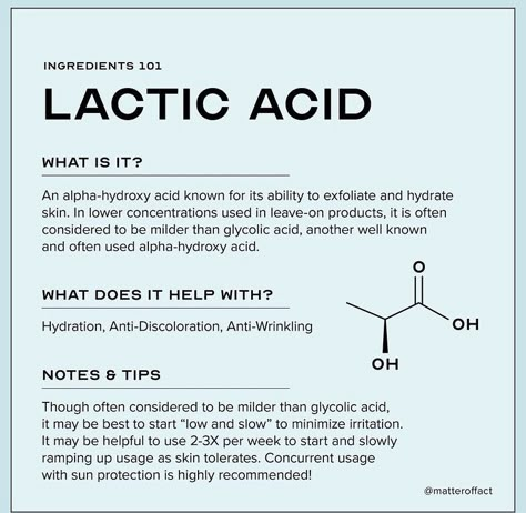 Lactic Acid Skincare Routine, Lactic Acid Skincare, Esthetics Instructor, Lactic Acid Benefits, Esthetician Notes, Glycolic Acid Benefits, Beauty Apothecary, Skin Education, Medical Esthetics