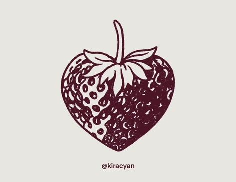 Kira Cyan, Tattoo Ticket, Strawberry Tattoo, Fruit Tattoo, Fruit Hearts, Strawberry Heart, Strawberry Hearts, Mini Tattoo, Notebook Art