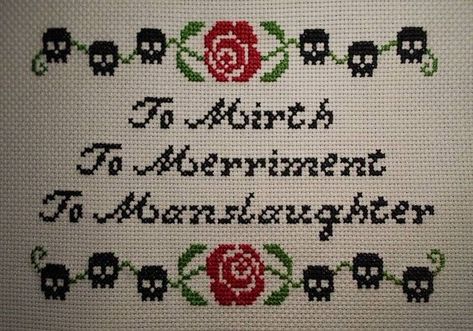 Addams Family Values, Cross Stitch Quotes, Stitch Quote, Subversive Cross Stitch, Cross Stitch Funny, Cross Stitch Borders, Family Values, Cross Stitch Ideas, Cross Stitches