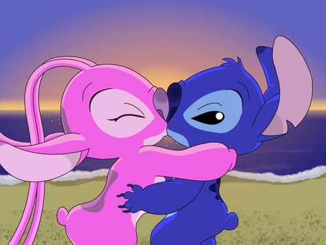 Angel kissing Stitch Stitch Y Angel, Angel Lilo And Stitch, Angel And Stitch, Angel Stitch, Stitch Drawings, Lilo And Stitch Quotes, Lilo And Stitch Drawings, Stitch Quote, Stitch Drawing