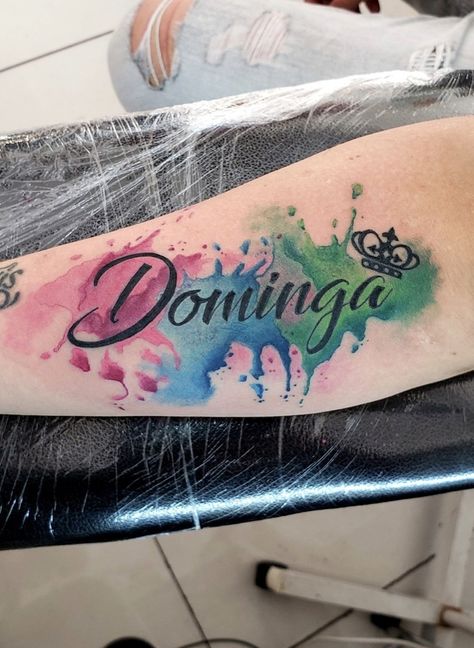 Watercolor Name Tattoo, Damien Name Tattoo, Jason Name Tattoo Ideas, Watercolor Script Tattoo, Carlos Name Tattoo Design, Chivas Wallpaper, Mom Dad Tattoo Designs, Full Tattoo, Name Tattoo Designs