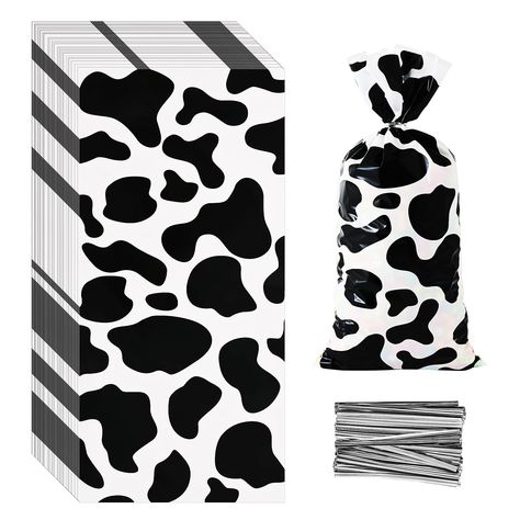 PRICES MAY VARY. Creative designs: these bags are designed with cute cow pattern, are fun additions to a variety of parties and events, especially suitable for cow themed parties, lovely to cater for interests and preferences, will impress and admire your guests and friends Safe and reliable: these bags are made of OPP material, and their both sides are printed with patterns, which are durable, not easy to tear off, easy to fold and not hurt hands, giving you nice use experience Wide application Cow Theme Birthday, Cow Print Birthday, Cow Products, Animal Party Favors, Cow Birthday Parties, Farm Theme Birthday, Farm Animal Party, Birthday Cartoon, Cow Spots