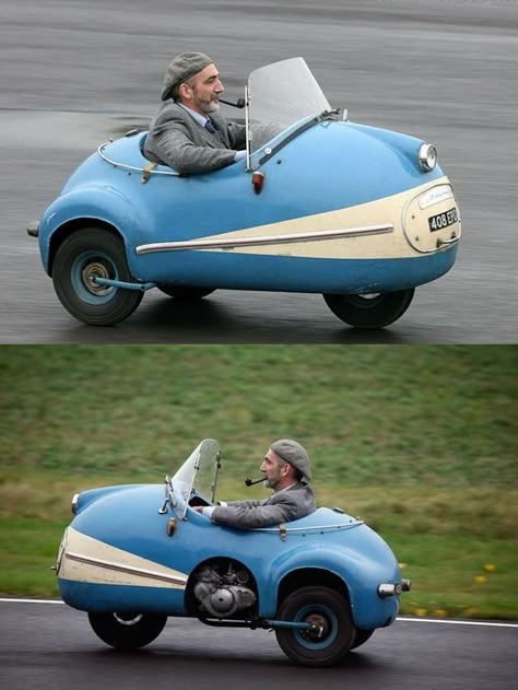 Brütsch Mopetta -- three wheel micro car -- 1958 Kereta Sport, Gadget Tecnologici, Micro Car, Tiny Cars, Microcar, Fotografi Digital, Weird Cars, Pedal Cars, Vehicle Design