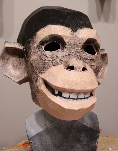 Paper Mache Animal Mask Diy, Paper Mache Monkey, Animal Masks Diy, Gorilla Mask, Summer Homework, Monkey Mask, Paper Mache Mask, Paper Mache Animals, Mask Ideas