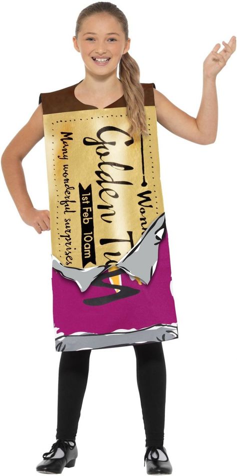 Roald Dahl Winning Wonka Bar Costume Small Medium Wonka Bar Costume, Roald Dahl Costumes, Book Week Costumes, Wonka Bar, Roald Dahl Day, Charlie Chocolate Factory, Boys Fancy Dress, Roald Dahl Books, Lego Costume