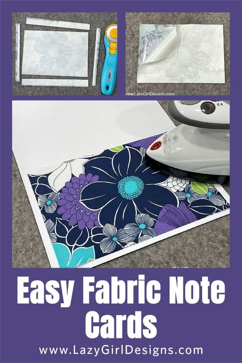 Fabric Note Cards, Fabric Christmas Cards, Diy Note Cards, Patchwork Cards, Treasure Chests, Scrap Fabric Crafts, Easy Paper Flowers, Paper Craft Ideas, Stitching Cards