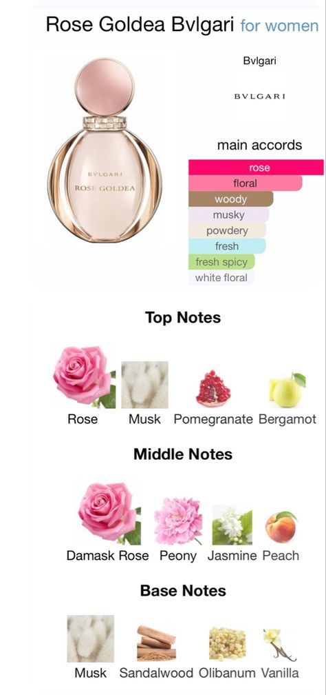 Rose Goldea Bvlgari, Bvlgari Rose Goldea Perfume, Bvlgari Rose Essentielle, Perfume Wishlist, Bvlgari Perfume, Sandalwood Perfume, Bvlgari Rose, Essential Oil Perfumes Recipes, Musk Perfume