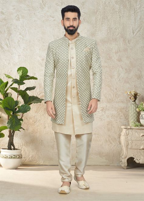 Kurta Designs Men's, Kurta Pajama For Men, Blue Sherwani, Nehru Jacket For Men, Pajama For Men, Prince Coat, Overcoat Men, Groomsmen Outfits, Kurta Patterns