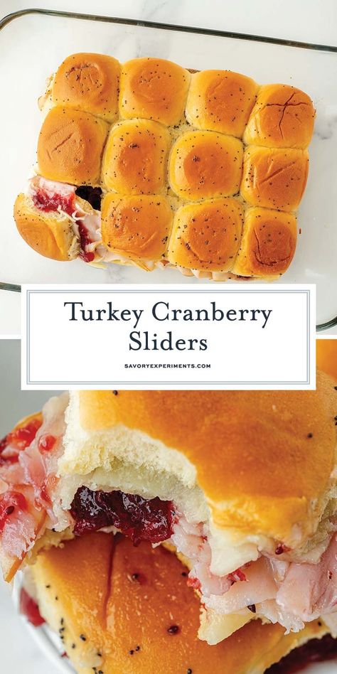 These Cranberry Turkey Sliders channel all of the fall vibes with warm bread, melty cheese, and bright cranberry sauce! Turkey Cranberry Brie Sliders, Baked Cranberry Turkey Sliders, Sliders Recipes Hawaiian Rolls Turkey Cranberry, Baked Turkey And Cranberry Sliders, Cranberry Turkey Sliders Wonky Wonderful, Turkey Cranberry Sliders, Cranberry Sliders, Sliders Recipes Turkey, Sweet Chex Mix