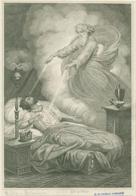 God comes to Solomon in a dream and imparts great wisdom to him - NYPL Digital Collections King Solomon Wisdom, Proverbs Chapter 1, Solomon Wisdom, Son Of David, Book Of Proverbs, Womens Bible Study, King Solomon, The Old Testament, Ancient Knowledge