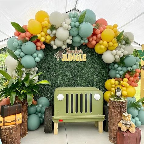 Amazon.com: Sage Green Balloon Arch Garland Kit, 137PCS Jungle Safari Dusty Pink Lemon Yellow Sand White Balloons for Wild One Woodland Lion Themed Kids' Birthday Party Baby Shower Wedding Decorations… : Toys & Games Forest Theme Party, Safari Birthday Party Decorations, Safari Party Decorations, Jungle Theme Birthday, Safari Theme Birthday, Dinosaur Themed Birthday Party, Safari Decorations, Safari Birthday Party, Birthday Party Theme Decorations