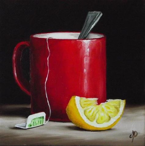 "Lemon Tea" - Original Fine Art for Sale - © Jane Palmer Paintings Still Life, Realistic Flower Drawing, Still Life Sketch, Poster Color Painting, Easy Flower Painting, Canvas Painting Designs, Fruit Painting, Still Life Drawing, Lemon Tea