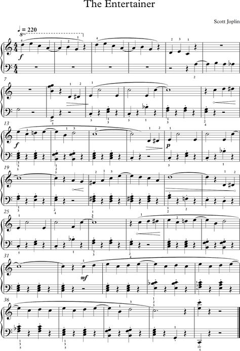 The Entertainer Piano, Scott Joplin, Free Printable Sheet Music, Piano Music Easy, Piano Jazz, Online Piano Lessons, Blues Piano, Saxophone Sheet Music, Piano Score