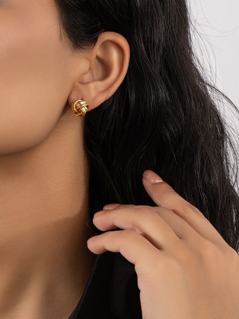 Knot Stud EarringsI discovered amazing products on SHEIN.com, come check them out! Minimalist Flower, Knot Stud Earrings, Knot Studs, Minimalist Flowers, Geometric Studs, Daily Jewelry, Gold Collar, Flower Detail, Round Stud Earrings