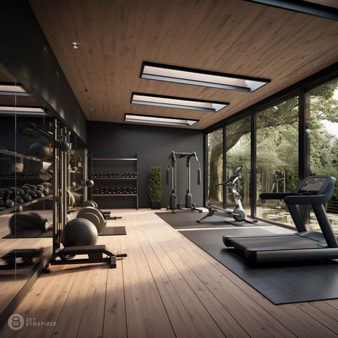 The action, variety of skills and events, and the reward of accomplishment Pilates Home Studio Gym Design, Big Gym Room, Gym Place Interior Design, Container Gym Ideas Design, Home Gym Layout Plan, Ultimate Home Gym, Gym Room Inspiration, Indoor Outdoor Home Gym, Luxe Home Gym