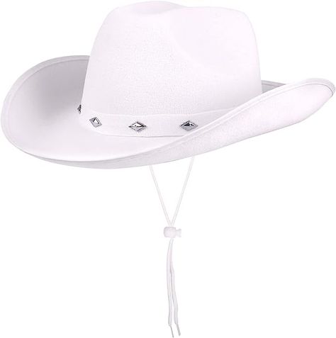 Amazon.com: JUSTOTRY White Cowgirl Hat for Women Felt Wide Brime Cowboy Hats for Girl Dress up Disco Party : Clothing, Shoes & Jewelry Felt Cowboy Hat, Outfit Planning, Pink Cowboy Hat, Black Cowboy Hat, Felt Cowboy Hats, Black Cowboy, Disco Dance, Outfit Plan, Girls Dress Up