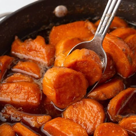 Fried Sweet Potatoes With Brown Sugar, Sweet Potato Syrup Recipe, Sweet Potatoes With Karo Syrup, Sweet Potato With Karo Syrup, Sweet Potato On The Stove, Stove Top Yams Recipe, Sweet Potato Recipes On Stove Top, Low Sodium Sweet Potato Recipes, Sweet Potato Syrup