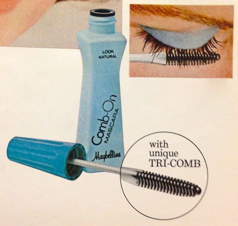 Maybelline "Comb-On" Mascara, 1975 70s Beauty Products, 80s Mascara, 50s Cosmetics, 70s Makeup Products, 80s Makeup Products, 90s Makeup Products, Vintage Mascara, 80s Products, Vintage Makeup Products