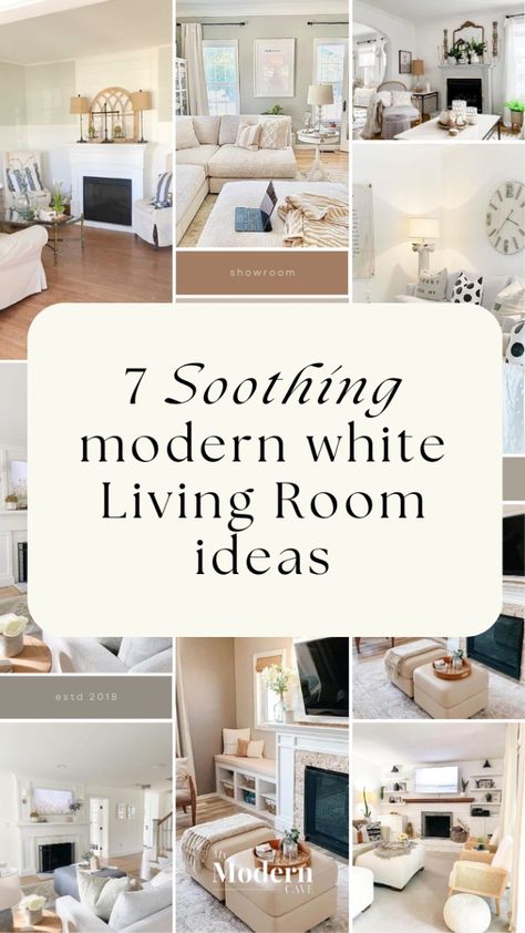 Ready to refresh your living space? Dive into these exquisite modern white living room ideas that will elevate your home decor effortlessly. From minimalist aesthetics to cozy textures, get inspired by the sleek and stylish designs to create a stunning ambiance in your own living room. Embrace the beauty of modern simplicity and start transforming your space now! White Chic Living Room, White Furniture Dark Floors, White Theme House Interior Design, Contemporary White Living Room, White Walls Living Room Modern, Contemporary Living Room Designs Ideas, Living Room White Couch Decorating Ideas, Living Room Designs White Walls, Living Room White Walls Decorating Ideas