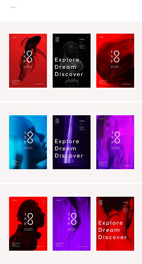 Infinity posters on Behance Infinity Graphic Design, Infinity Graphic, Graphic Design Flyer, Infinity Design, Web Graphic Design, Brand Guidelines, Famous Artists, Cover Pages, Cool Artwork