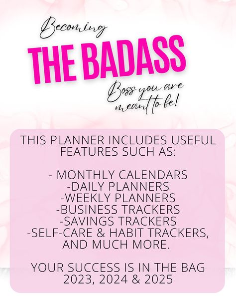 Becoming A Badass Boss Business/life Planner - Etsy Boss Planner, Business Tracker, Girl Boss Planner, Home Binder, Hair Braider, Boutique Owner, Printables Freebies, Business Life, Savings Tracker