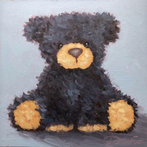 Teddy Bear Painting, Painting Teddy Bears, Cute Bear Canvas Painting, Teddy Bear Paintings Acrylic, Painting Of Teddy Bear, Teddy Bear Painting Canvas Easy, Black Teddy Bear, Pig Wallpaper, Old Teddy Bears