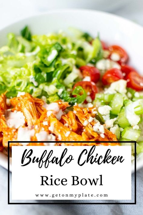 Buffalo Chicken Rice Bowl, Chicken And Rice Bowl, Buffalo Chicken Rice, Easiest Meals, Chicken Rice Bowl, Easy Buffalo Chicken, Buffalo Chicken Recipes, Healthy Bowls Recipes, Chicken Rice Bowls