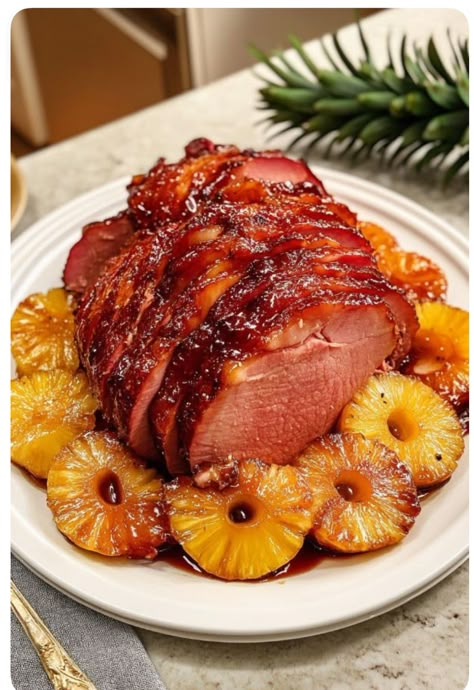 Pineapple Glazed Ham, Pineapple Glaze, Ham Glaze Recipe, Decorações Com Comidas, Christmas Ham, Christmas Meal, Glazed Ham, Foreign Food, Jamie Oliver Recipes