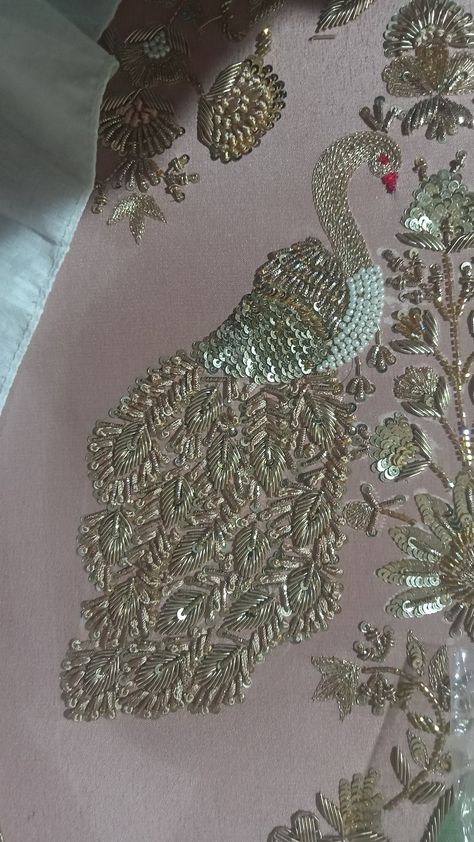 This is useful for suit dupatta home furnishings and many more Indian Hand Embroidery Designs, Birds Embroidery Designs On Suits, Dabka Work Embroidery Border, Hand Work Suits Designs, Hand Work Zardosi, Dabka Work Embroidery Suits, Zardozi Embroidery Designs, Dabka Work Embroidery, Hand Work Embroidery Suits