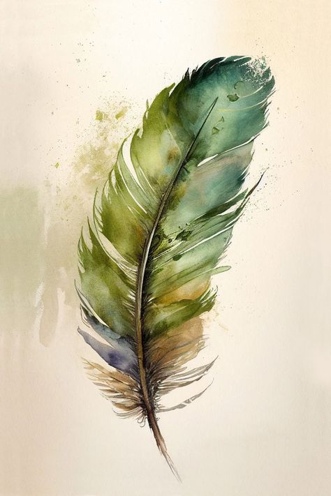 Green Feather Art Print Vibrant Watercolor Painting Colorful - Etsy UK Watercolor Feathers Art, Feather Oil Painting, Watercolour Feathers, Vintage Poster Prints, Feathers Wall Art, Feather Watercolor, Abstract Feather, Green Feather, Watercolor Feather