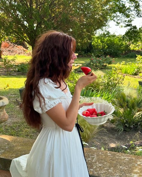 a midsummer fairy🧚🏻🍓🍒🌸💌 . a little late but couldn’t not post for our favorite time of the year, let’s all wear our prettiest summer dresses and frolic around like midsummer fairies🤭 . . . . princesscore, princess aesthetic, girly vibes, pink, girly fashion, garden party, coquettecore, coquette aesthetic, midsummer, modern romance, fairytale, summer dress fairycore aesthetic, soft girl aesthetic Gardening Aesthetic Girl, Princess Girl Aesthetic, Feminine Girl Aesthetic, Caroline Tucker, Garden Girl Aesthetic, Soft Summer Aesthetic, Dream Girl Aesthetic, Girly Summer Aesthetic, Femininity Aesthetic