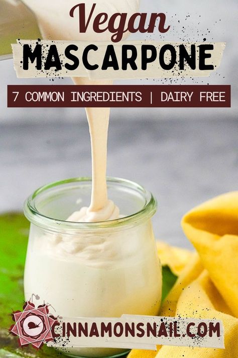 This vegan mascarpone is smooth, creamy, tangy, and better than the original. Perfect for both savory and sweet recipes like tiramisu, cheesecake, pasta, or on top of pizza or toast. Vegan Mascarpone, Quick Vegan Desserts, Mascarpone Recipe, Mascarpone Recipes, Vegan Italian Recipes, Mascarpone Dessert, Desserts Around The World, Tiramisu Cheesecake, Vegan Tiramisu