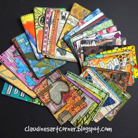 Claudine's Art Corner: The Altered Playing Card Challenge Week 27 Playing Card Crafts, Trading Card Ideas, Playing Cards Art, Art Trading Cards, Art Journal Techniques, Atc Cards, Art Corner, Challenge Week, Mixed Media Art Journaling