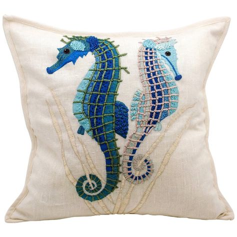 Lobster Pillow, Nautical Embroidery, Starfish Pillow, Appliqué Designs, Diamond Fashion Jewelry, Themes Photo, Sea Theme, Seahorses, Embroidered Linen