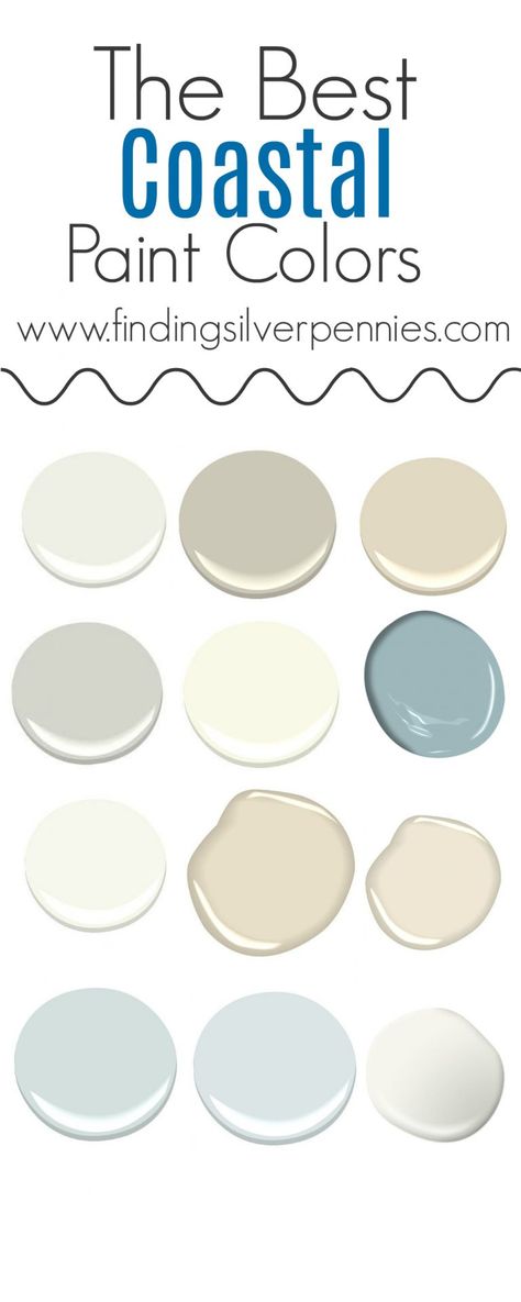 The Colors of Our Home - Finding Silver Pennies Best Coastal Paint Colors, Coastal Paint Colors, Coastal Paint, Interior Paint Colors Schemes, Deco Champetre, Coastal Living Rooms, Coastal Colors, Coastal Bedrooms, Beach House Interior