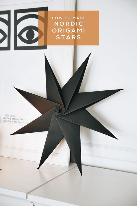 Watch this quick origami star video tutorial, and bring a bit of Nordic flair to your Holiday decor this year. Only one material needed: Paper! Origami Star Tutorial, Origami Star Instructions, Diy Origami Decor, Origami Stella, Origami Home Decor, Origami Star Paper, Paper Figures, Easy Origami For Kids, Origami Lamp