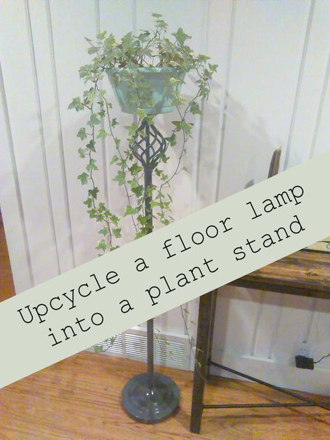 Repurpose a floor lamp into a plant stand!  Turn an unused floor lamp into a beautiful plant stand for your plants.  Use them indoors or outside!  #repurpose #garden #diy Floor Lamp Repurpose Ideas, Repurposed Floor Lamp, Repurposed Plant Stand Ideas, Old Floor Lamp, Lamp Planters, Unique Planters, Repurposed Lamp, Tall Plant Stands, Upcycle Ideas