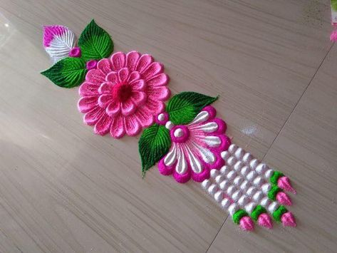 Home Interior Easy Rangoli Designs Videos, Very Easy Rangoli Designs, Rangoli Designs Photos, Rangoli Designs Simple Diwali, Easy Rangoli Designs Diwali, Rangoli Side Designs, Simple Flower Design, Rangoli Designs Latest, Simple Rangoli Designs Images