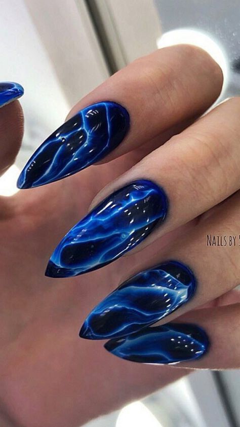 Purple Acrylic Nails, November Nails, Blue Acrylic Nails, Goth Nails, Blush Nails, Blue Nail, Black Nail, Glitter Nail Art, Nail Polishes